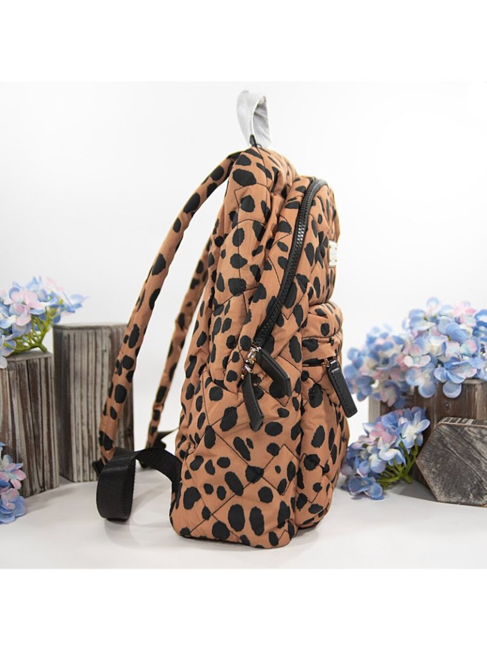 Marc Jacobs Preppy Nylon Quilted Leopard Large Backpack Bag NWT - Picture 3 of 7